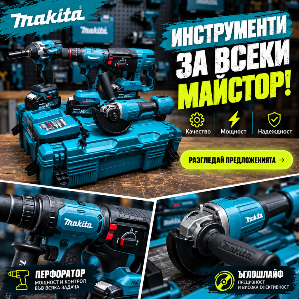 Комплект Перфоратор, Винтоверт, Ъглошлайф, Гайковерт Makita